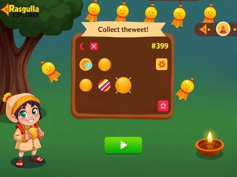 Rasgulla Explorer gameplay screenshot showing character collecting sweets